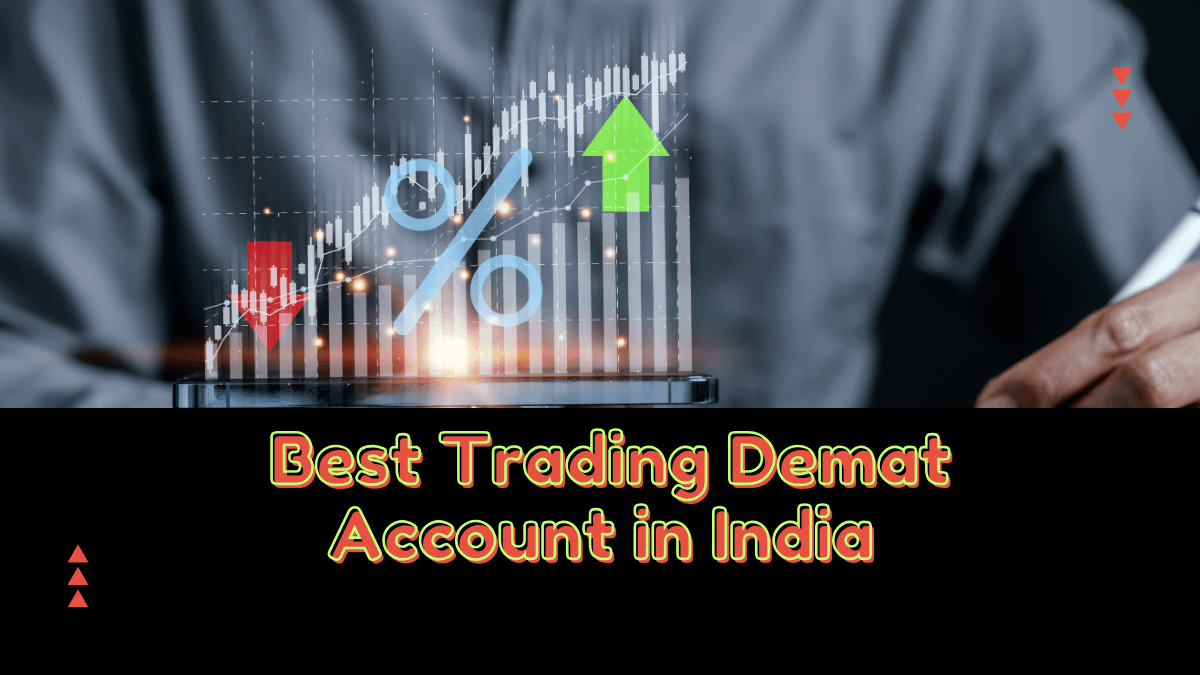 Modern trading interface with stock market charts and Indian currency symbols on smartphone for Best Trading Demat Account in India 2025