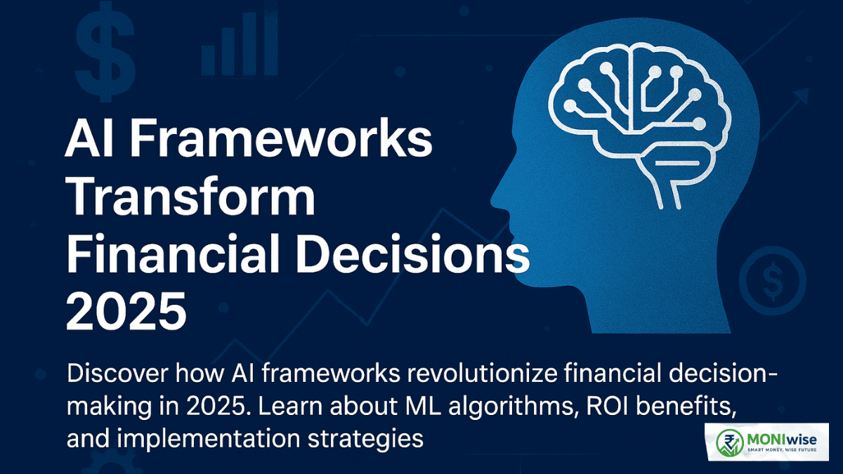 AI frameworks transforming financial decisions in 2025 with brain and financial icons illustration