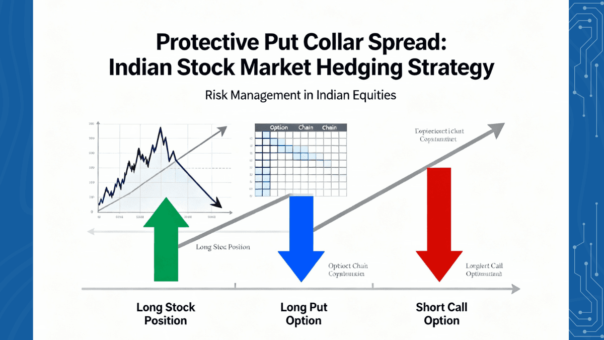 Protective put and collar hedging strategies using options contracts to protect stock portfolio from market downturns in Indian NSE BSE market
