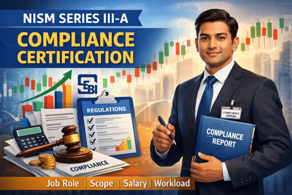 NISM Series III-A Securities Intermediaries Compliance Certification job role, responsibilities, salary and career scope illustration
